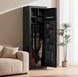 KAER Biometric Gun Safe - Rifle Cabinet, Fingerprint + Keypad, LED Light