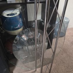 Modern Round Glass Table with Metal Frame