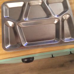 Vintage Post-WW2 Steel Cafeteria Lunch Trays US 1951 Mess Hall Cafe Navy FIP
