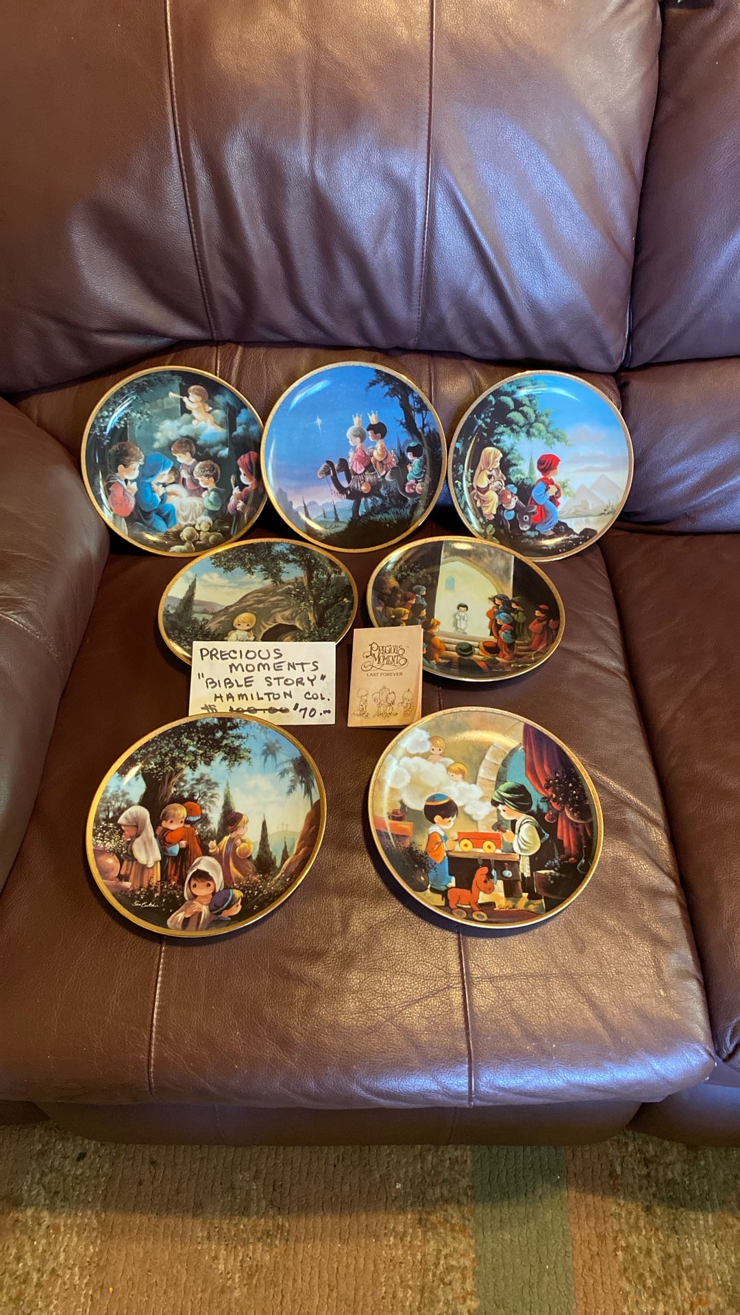 Precious Moments Plates. Bible Story. seven plate are seven dollars