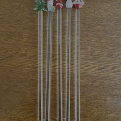 Vintage Glass Christmas Drizzle Sticks. 