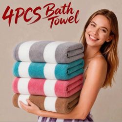 Brand new 4-piece towel set: coral fleece microfiber, ultra-soft, quick-drying and highly absorbent - perfect for bath, beach, spa and gym. - Set inc