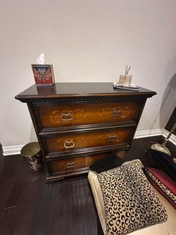 3-Drawer Wood Chest with Marquetry Inlay