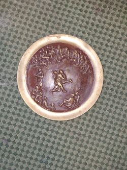 Antique Solid Brass Molded 3D 11" Brass Plate