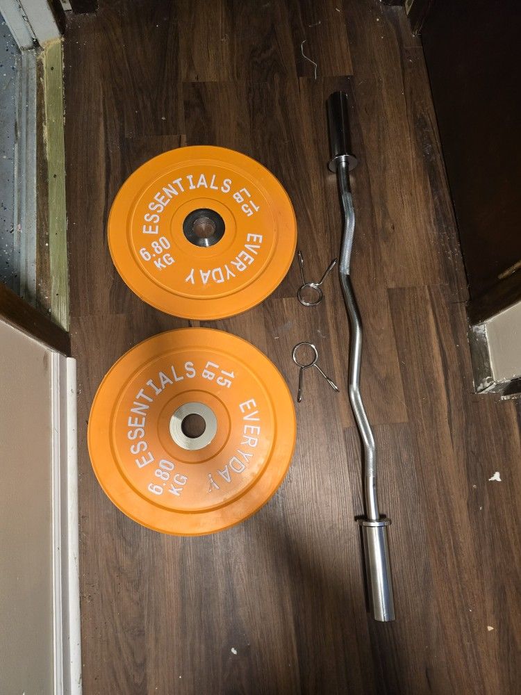 Curl Bar And Weights 