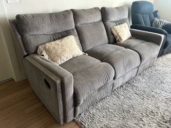 Recliner Sofa – 3-Seat, Gray Chenille | couch