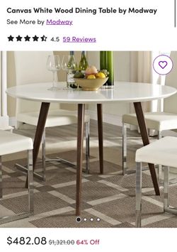 Used Canvas White Wood Dining Table By Modway