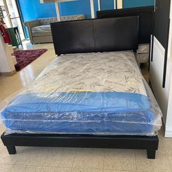 Erin Black PU Leather Queen Upholstered Bed Frame Cama/ King,twin Size  Available / Mattress Sold Separately 