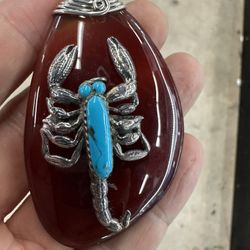 Turquoise Scorpion Carnelian Quartz Pendant 