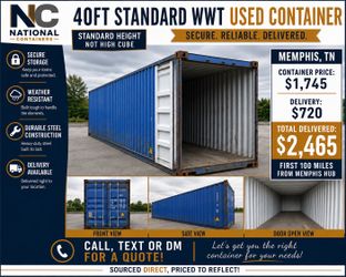 40FT Standard WWT Shipping Container – Memphis TN