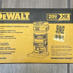 Dewalt 20V MAX XR Cordless Brushless Fixed Base Compact Router Nuevo en caja sellada 