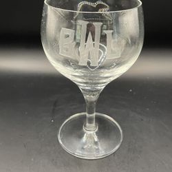 Vintage Etched Monogram BWL Stemmed Goblet Wine Glass 5.25" 8oz
