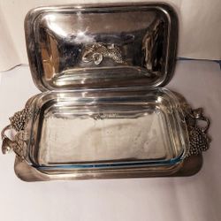 Vintage GODINGER Silver Plated Rectangle Serving Tray Covered Casserole Dish
