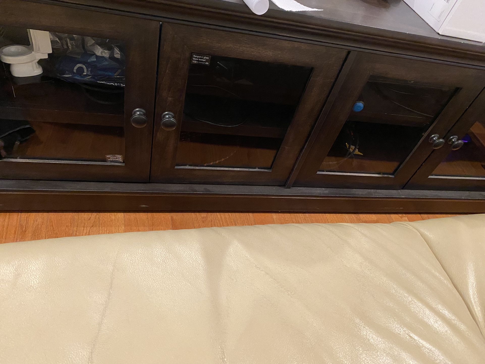 Large Espresso Wood TV Stand Up To 70”