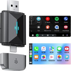 2 in 1 Wireless CarPlay Adapter Android Auto Wireless Adapter Box, Converts Factory Wired CarPlay/Android Auto to Wireless for Cars from 2016, Type-C/