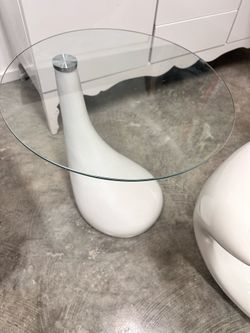 Modern Sculptural Glass Coffee Table Set with 2 Side Tables