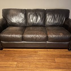 Leather Couch and 2  Chair with Foot Stool