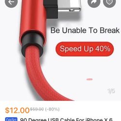 90 Degree USB Cable For iPhone X 6 6s 7 8 Fast Charging Cable For Ipad USB Charger Cable L Type Data Cable