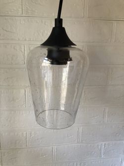 Black Farmhouse Hanging Light With Glass Shade