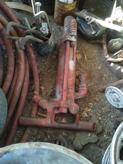 Old Jack hammer and air end compressor with hose