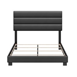 King Bed frame Brayan Upholstered Faux Leather Platform Bed