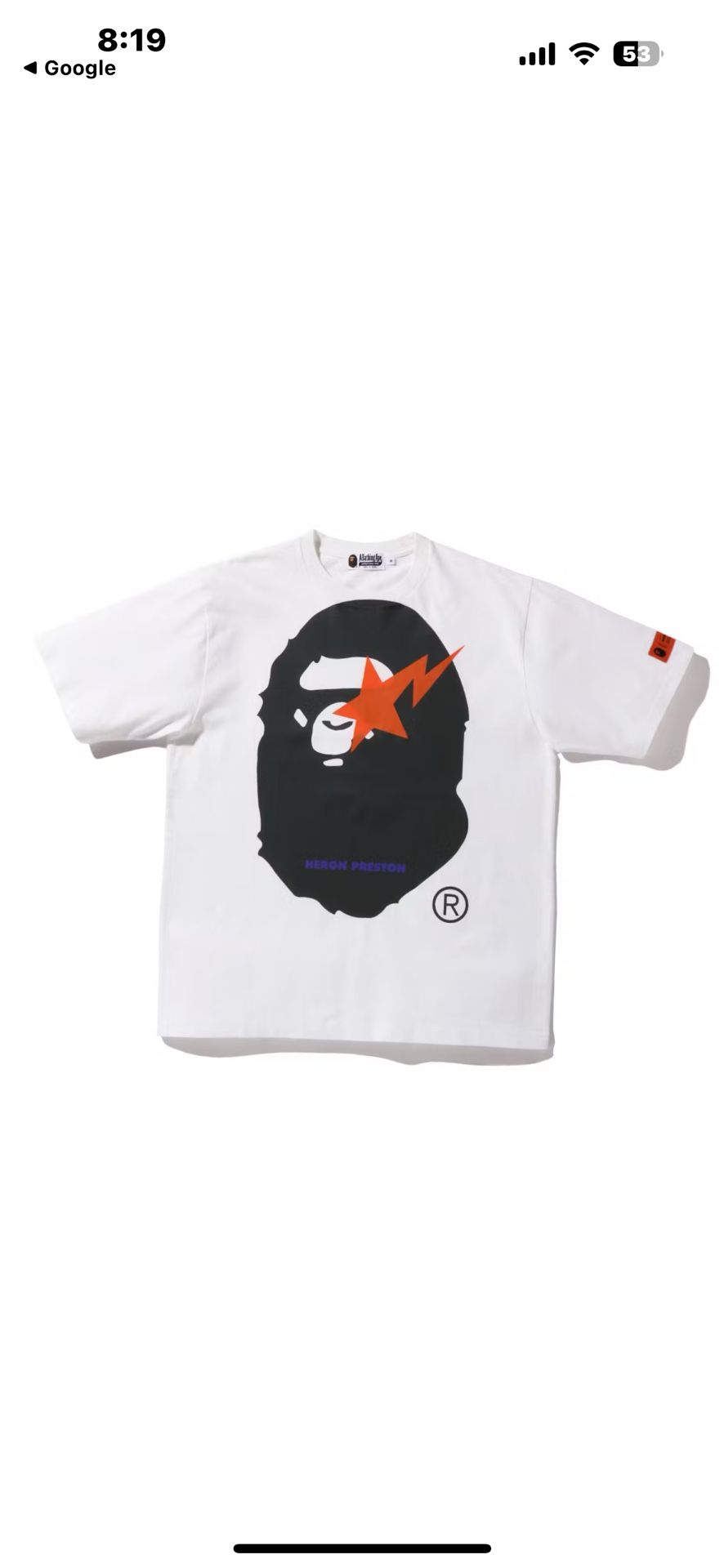 BAPE x Heron Preston Mens White Tee