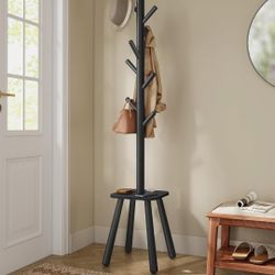 Wooden Coat Stand, 3 Adjustable Sizes Coat Tree with 8 Hooks, Coat Stands for Hallway Entryway, Hat Stand for Clothes, Used in