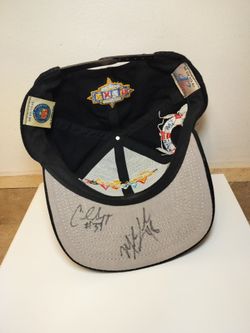 1998 Denver Broncos Super Bowl XXXII Hat Signed Anthony Lynn & Lionel Washington