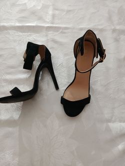 Black Ankle Wrap Heel Stilettos - size 8.5