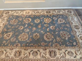 Ancient Garden 57365 Light Blue Ivory Area Rug- sells for $800 elsewhere!