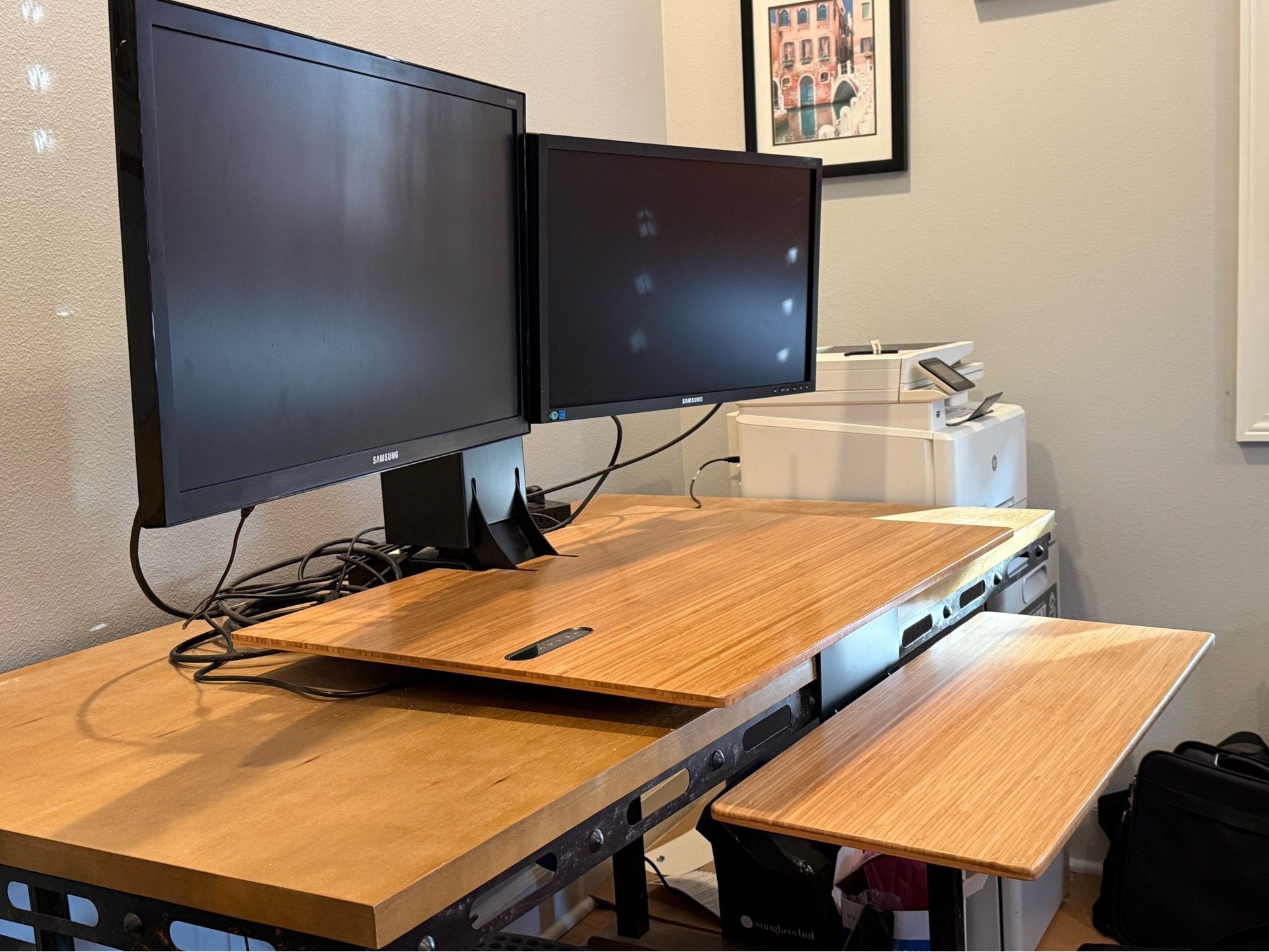Uplift Standing Desk Converter and 2 Monitors