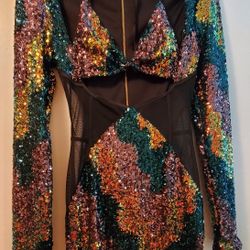 Cute Sequins Halter Evening Dress - 0/2
