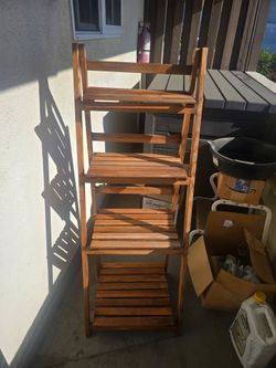 Tiered Plant Stand - Brown, Wooden, Foldable