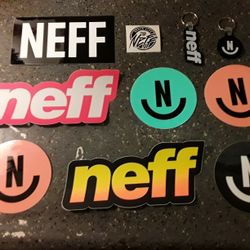 8 Large NEFF Skateboard Snowboard Stickers Plus Two Keychains Only $10