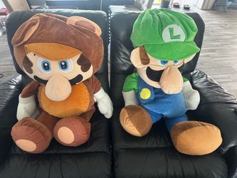 2 Large Super Mario Bros Tanooki Mario and Luigi Plus Animals
