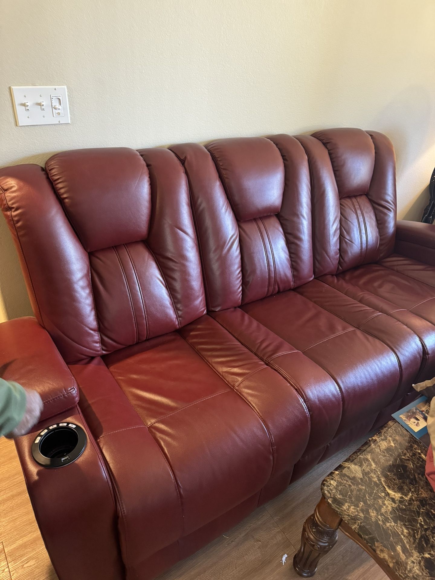 Red Leather Reclining Couch