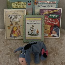 Winnie the Pooh Books, DVDS and Toy (Lot of 6)