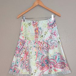 Vintage Lily Paisley Vibrant Tropical Floral A Line Skirt
