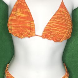 Large Orange Knitted Lined Bikini 