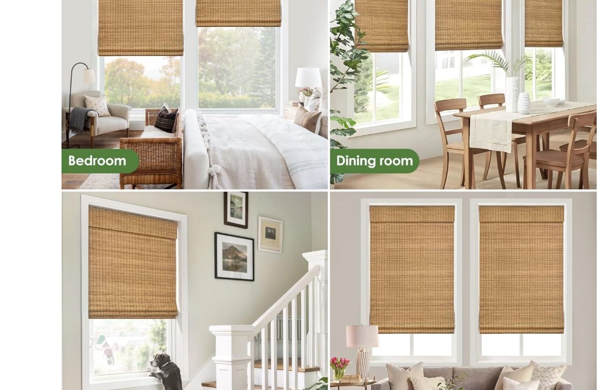 LazBlinds Cordless Bamboo Roman Shades