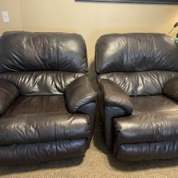 2 Brown Leather recliners