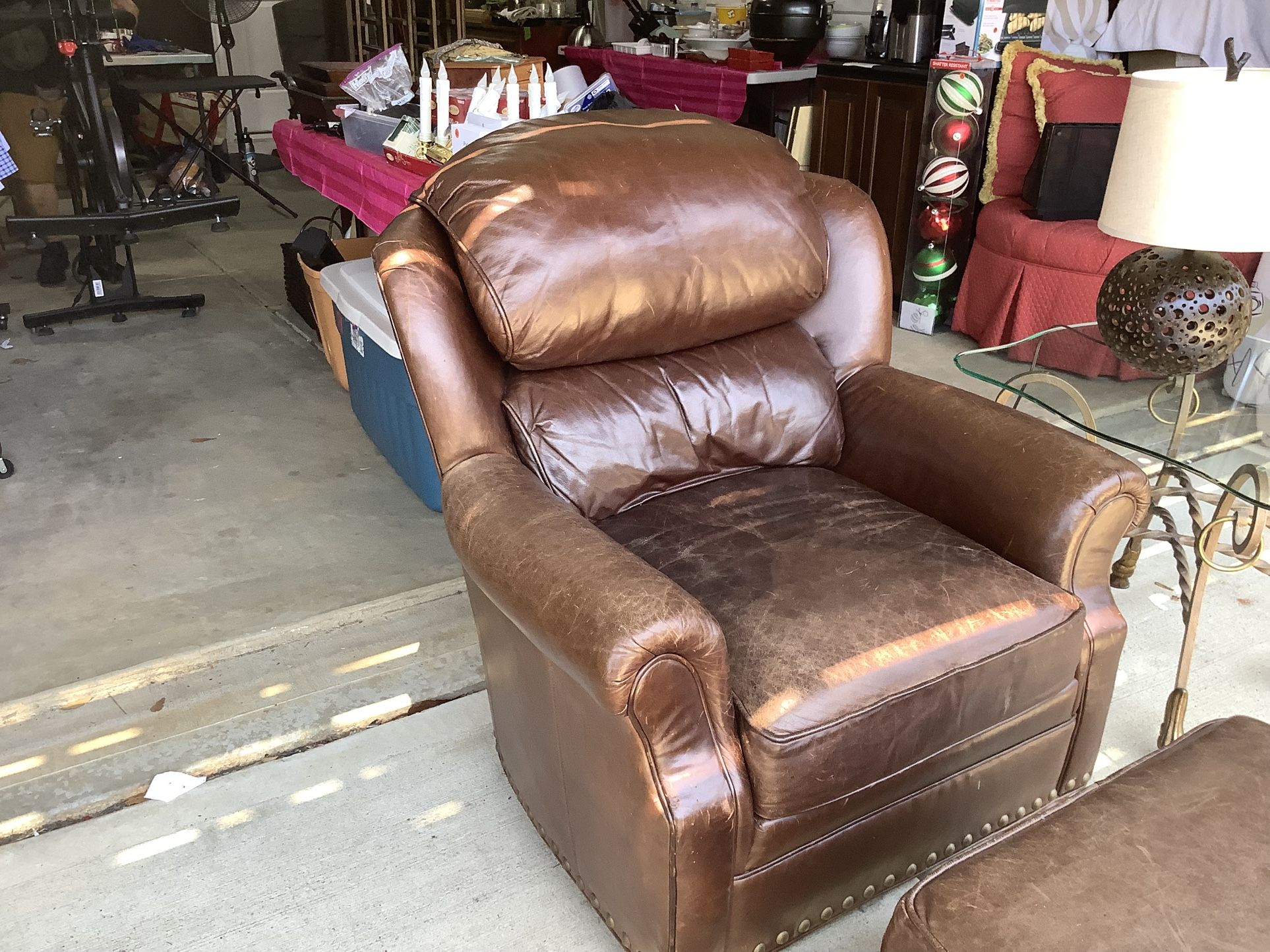 Leather Chair And Ottoman