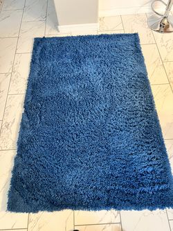 4' x 6' Solid Blue Shag Rug