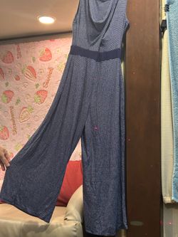 Navy blue horizontal stipe jumpsuit