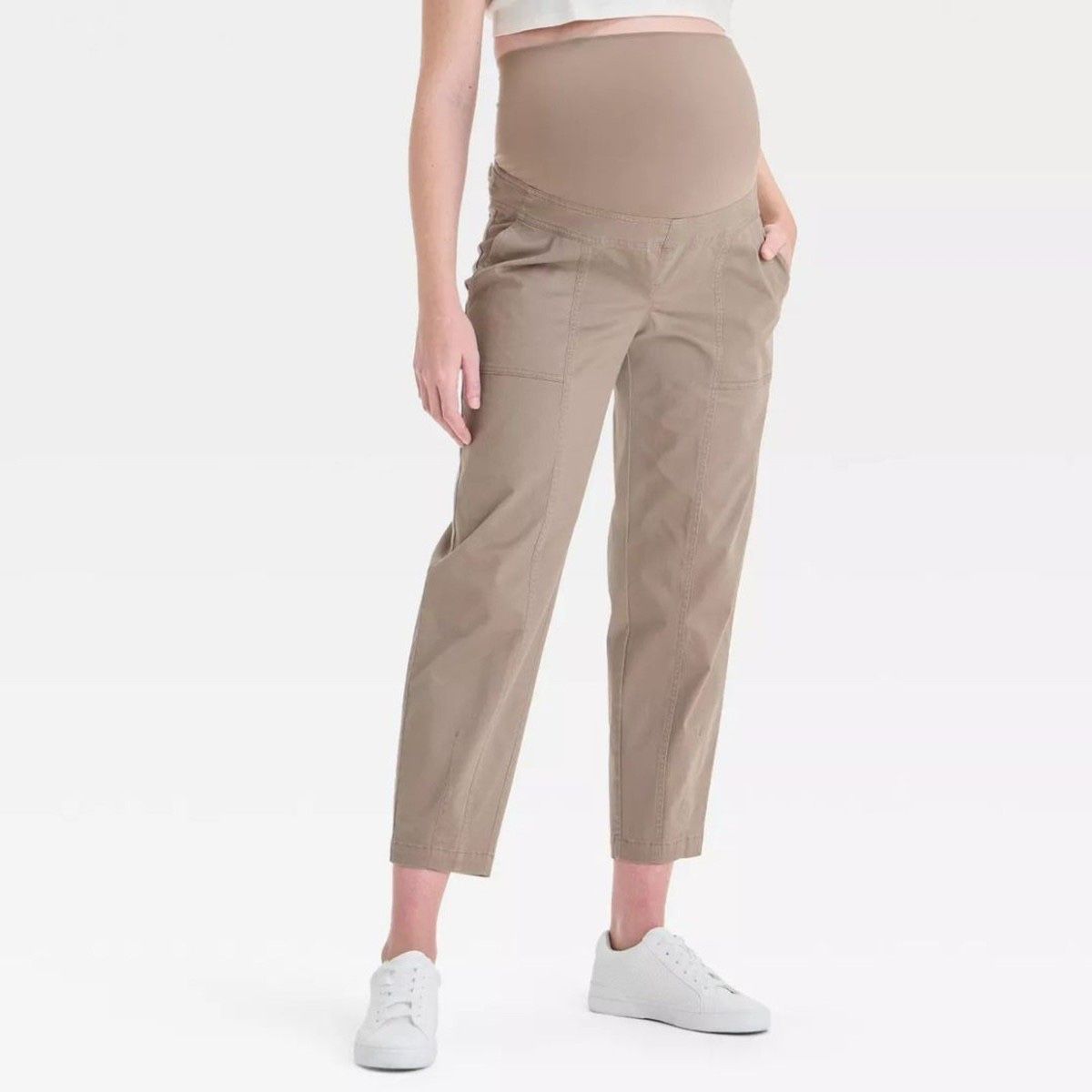 Isabel By Ingrid & Isabel Over The Belly High-Rise Brown Maternity Pants size xlarge New