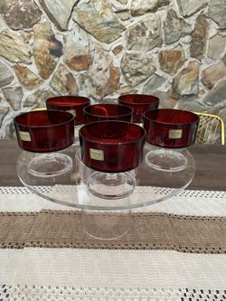 Vintage Luminary Ruby Red Sherbert Glasses