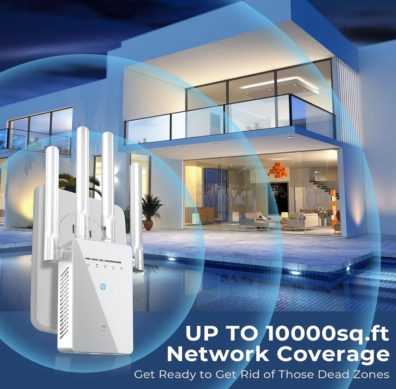 Long Range Internet Booster Extender for Home, Mesh Wi-Fi 6X Faster Wireless WiFi Repeater with Ethe