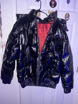 Puffer jacket size L shiny zip up