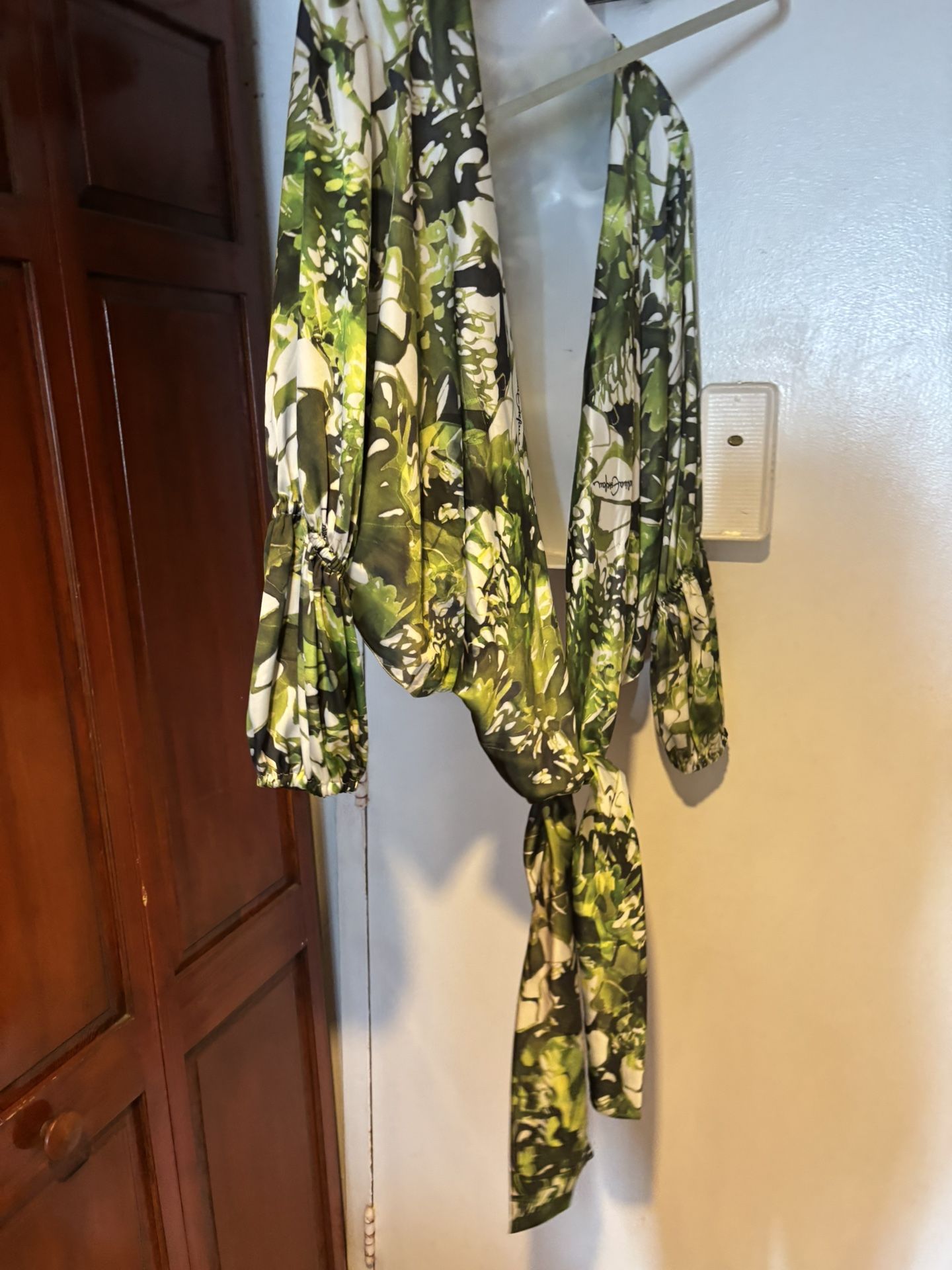 Carolina estefan dress suit blouse wrap shirt floral top wrap shawl long sleeve