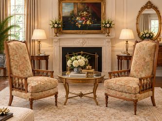 Classic Pair of French Provincial High-Back Accentchairs🌷